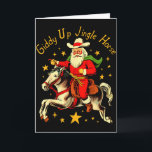 Giddy Up Jingle Pferd Lustig Retro Weihnachtsmann Karte<br><div class="desc">Giddy Up Jingle Pferd Lustig Retro Weihnachtsmann Cowboy Weihnachten</div>