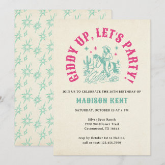 Giddy Up Let's Party Fun Modern Cowgirl Geburtstag Einladung