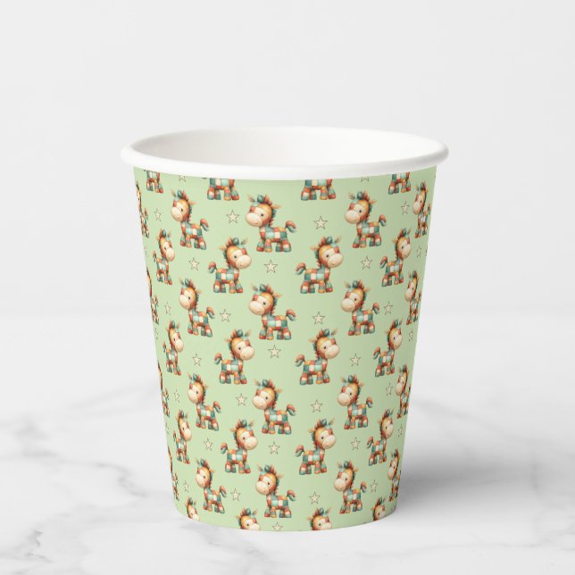 Giddy-Up Patchwork-Pony-Geburtstag Pappbecher (Vorderseite)