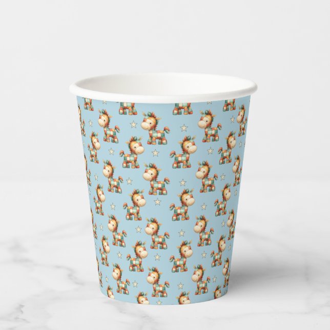 Giddy-Up Patchwork-Pony-Geburtstag Pappbecher (Vorderseite)