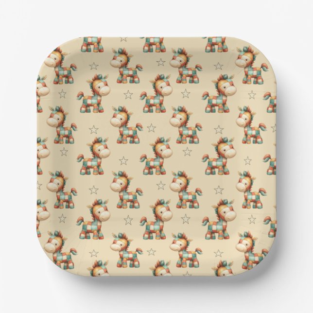 Giddy-Up Patchwork-Pony-Geburtstag Pappteller (Vorderseite)