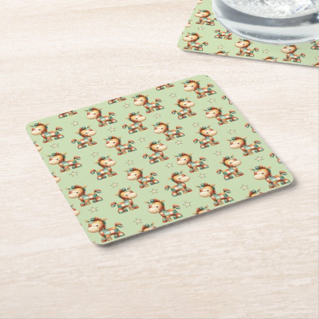 Giddy-Up Patchwork-Pony-Geburtstag Rechteckiger Pappuntersetzer (angewinkelt)