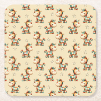 Giddy-Up Patchwork-Pony-Geburtstag Rechteckiger Pappuntersetzer