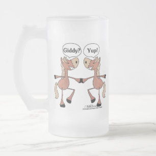 Giddy Up Pferde Mattglas Bierglas