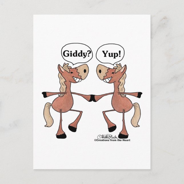 Giddy Up Pferde Postkarte (Vorderseite)