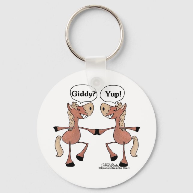 Giddy Up Pferde Schlüsselanhänger (Vorderseite)