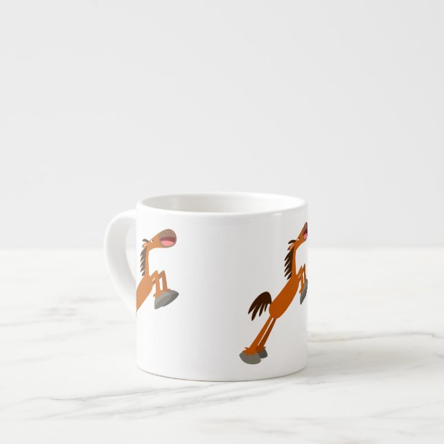 Giddyup, Horsey! Cartoon Pferde Espresso Tasse (Vorderseite Links)
