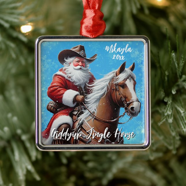 Giddyup Jingle Horse Santa Claus Weihnachten Ornament Aus Metall (Baum)