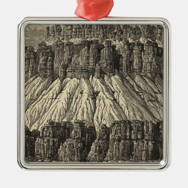 Giebel mit Berggipfeln Silbernes Ornament (Vorne)