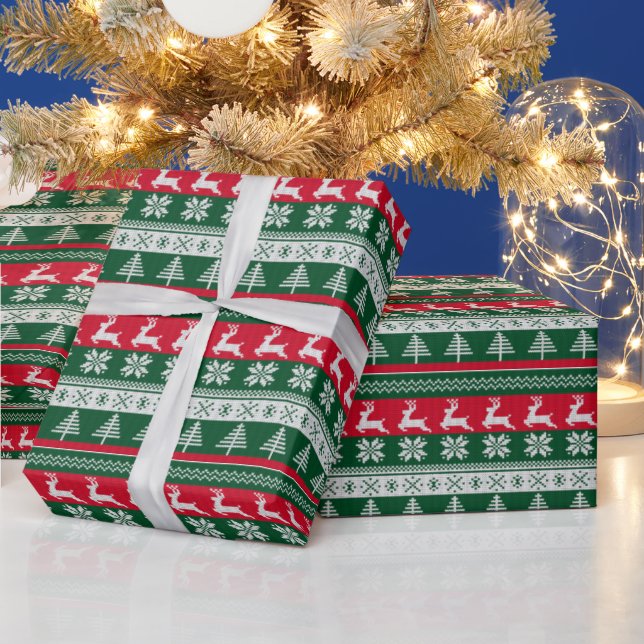 Gier und Red Christmas Sweater Weihnachten Weihnac Geschenkpapier (Feiertage)