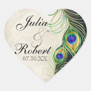 Gießereisticker - Pfauenfeathers Wedding Siegel Herz-Aufkleber