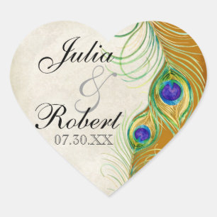 Gießereisticker - Pfauenfeathers Wedding Siegel Herz-Aufkleber
