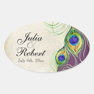 Gießereisticker - Pfauenfeathers Wedding Siegel Ovaler Aufkleber