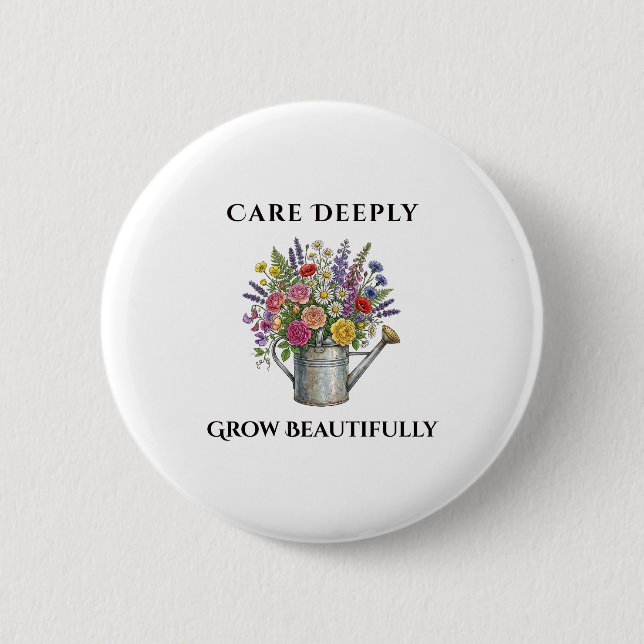 Gießkanne mit Blumen Botanischer Garten Kunst Gif Button (Vorderseite)