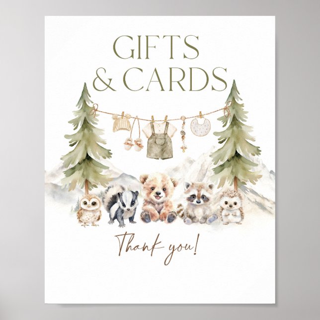 Gift and Card Woodland Adventure Boy Baby Shower Poster (Vorne)