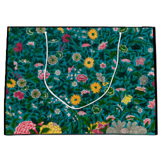 GIFT BAG CHINESISCHES FLORALPATTER SCHWARZ UND GRÜ GROßE GESCHENKTÜTE