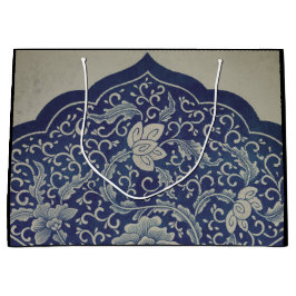 GIFT BAG CHINESISCHES MUSTER SCHWARZ UND BLAU GROßE GESCHENKTÜTE