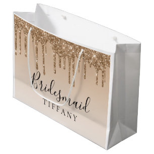 Gift Bag - Tan Gold Glitzer Tropfen Bridesmaid Große Geschenktüte