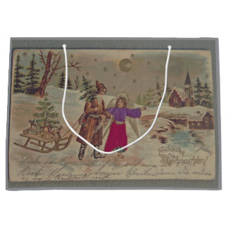 Gift Bag VINTAGE CHRISTMAS SCENE Große Geschenktüte