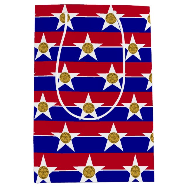 Gift Bag with flag of Dallas City, Texas, USA Mittlere Geschenktüte (Vorderseite)