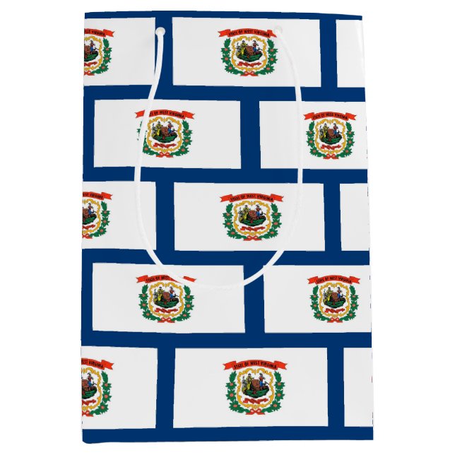Gift Bag with flag of West Virginia, USA Mittlere Geschenktüte (Vorderseite)