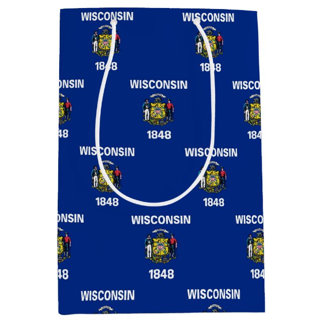 Gift Bag with flag of Wisconsin, USA Mittlere Geschenktüte (Vorderseite)