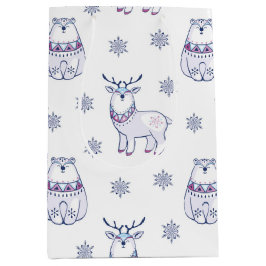 Gift Bag with Polar Bears and Reindeers Mittlere Geschenktüte