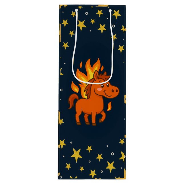 Gift Bag with red horse Geschenktüte Für Weinflaschen (Vorderseite)