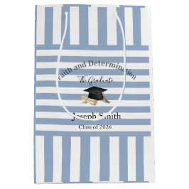 Gift Bags Blue White Stripe Graduation 2026 Mittlere Geschenktüte