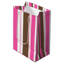 Gift Bags Brown & Pink Stripe  Mittlere Geschenktüte