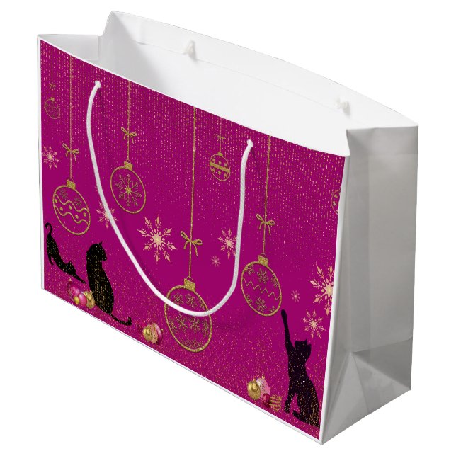 Gift Bags - Whimsical Katzenenthusiast. Große Geschenktüte (Rückseite Schrägansicht)