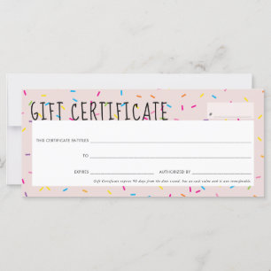 GIFT-BESCHEINIGUNG niedliche lustige bunt Sprinkle