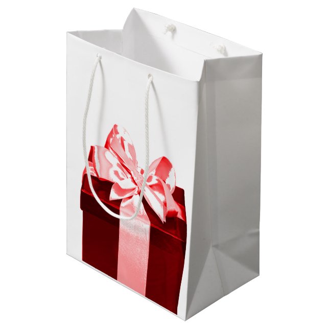 Gift Box with satin bow Mittlere Geschenktüte (Vorderseite Schrägansicht)