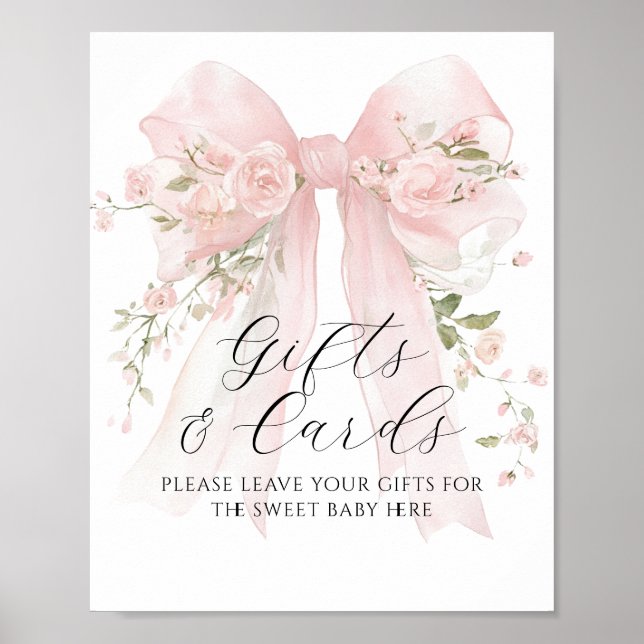 Gift & Card Floral Bow Flower Girl Baby Shower Poster (Vorne)