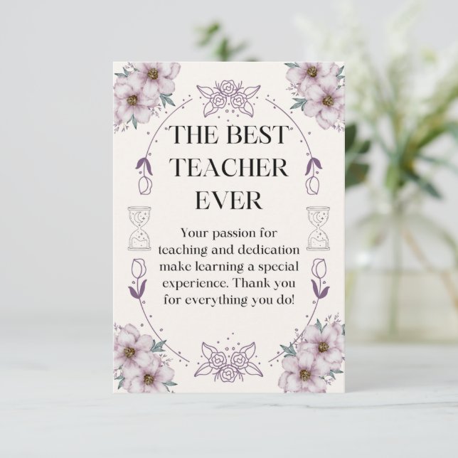 gift card for a teacher. dankeskarte (Stehend Vorderseite)