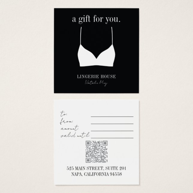 Gift Card Luxus Schwarz-weiß Lingerie Boutique (Vorne & Hinten)
