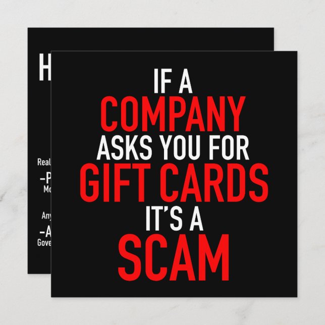 Gift Card Scam - Scam Prevention (Vorne/Hinten)