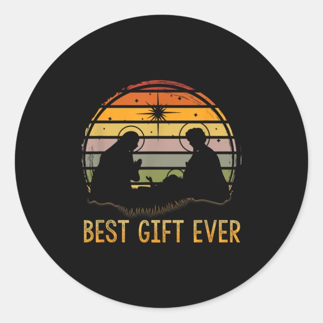 -gift Ever Christmas Cool Jesus Nativity Scene Chr Runder Aufkleber (Vorderseite)