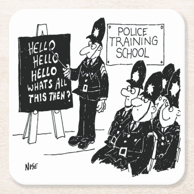 Gift for a UK Policeman - Police College Cartoon Rechteckiger Pappuntersetzer (Vorderseite)