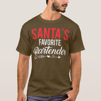 Gift For Bartender Santas Favorite Bartender T-Shirt