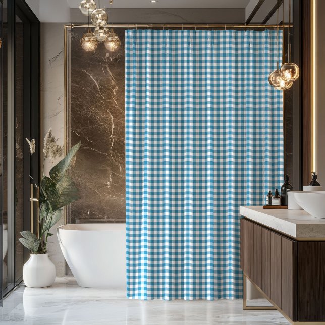 Gift for Dad Navy and Blue Tartan Bath Curtain Duschvorhang (Gift for Dad Navy and Blue Tartan Bath Curtain)