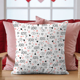Gift for Girlfriend Valentine Pillow Sketch Hearts Kissen