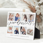 Gift for Grandparents Grandchildren Photo Collage Fotoplatte<br><div class="desc">Send a beautiful personalized gift to your grandparents that they'll cherish forever. Special personalized grandchildren photo collage plaque to display your own special family photos and memories. Our design features a simple 8 photo collage grid design with "grandparents" designed in a beautiful handwritten black script style. Each photo is framed...</div>