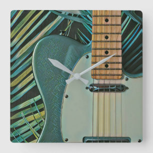 Gift for guitarist boyfriend quadratische wanduhr