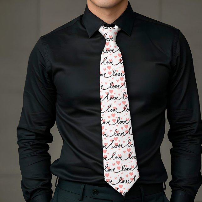 Gift for Man Love Text Pink Black Heart Tie Krawatte (Gift for Man Love Text Pink Black Heart Tie)
