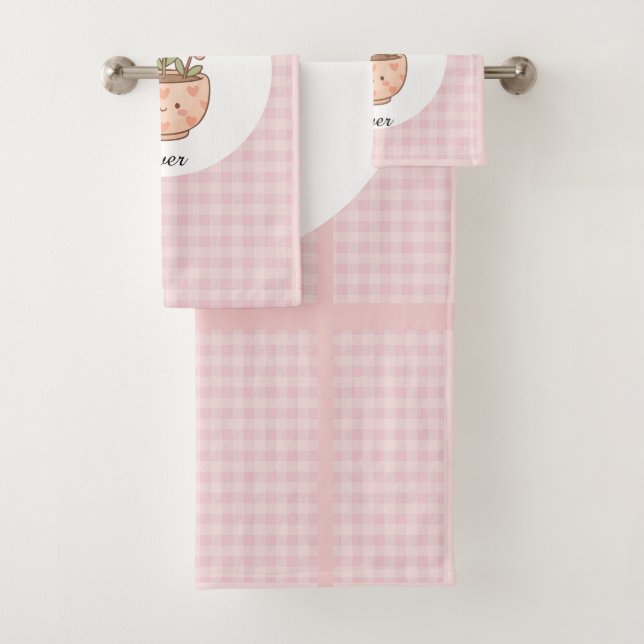 Gift For Mom,Best Mom Ever,Pink Checkered Badhandtuch Set (Insitu)