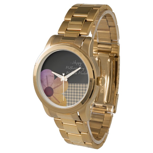 Gift For Mom, Happy Mothers Day,Flower Art Armbanduhr (Schrägansicht)