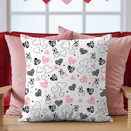 Gift for Wife Valentine Pillow Pink Black Hearts Kissen