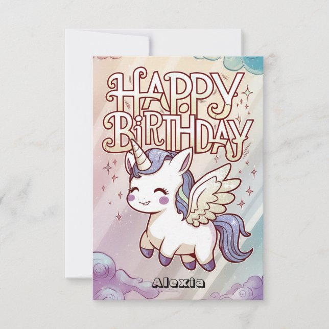 Gift Gruß Unicorn Geburtstag Karte (Vorderseite)