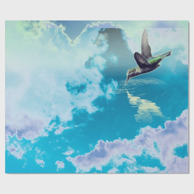 GIFT HUMMINGBIRD IN Wrapping Paper Geschenkpapier (Flach)